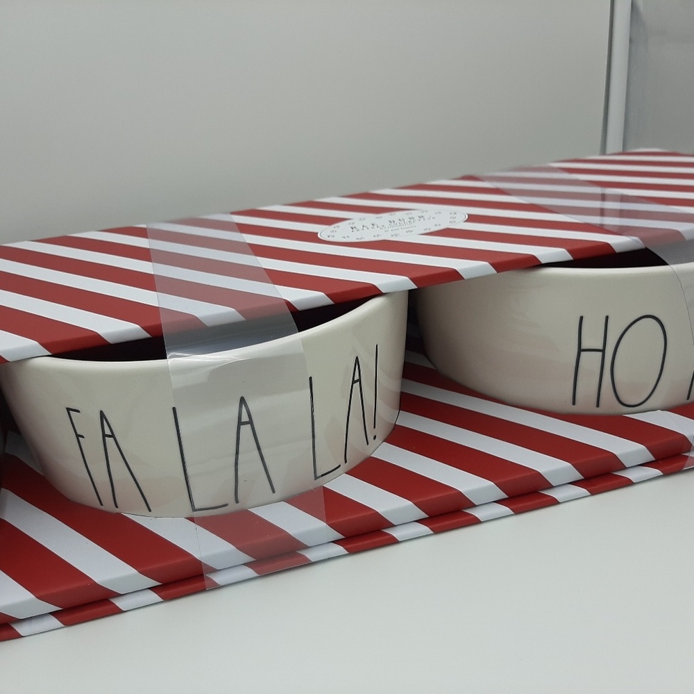 Rae dunn Falala! & Hohoho! 8" Pet Bowls - Picture 2 of 5